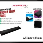 HyperX Wrist Rest Full-size 457mm x 88mm – COOL GEL-INFUSED MEMORY FOAM – ANTI-FRAY STITCHING – ANTI-SLIP GRIP -  Black