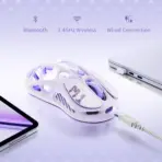 GravaStar Mercury M1 Pro Lavender Purple Gaming Mouse, PAW3395, 26000 DPI, 650 IPS, Tri Mode Wireless, 4K Polling Support, 5 Programmable Buttons, RGB, Magnesium Frame 88g - Image 3