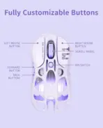 GravaStar Mercury M1 Pro Lavender Purple Gaming Mouse, PAW3395, 26000 DPI, 650 IPS, Tri Mode Wireless, 4K Polling Support, 5 Programmable Buttons, RGB, Magnesium Frame 88g - Image 4