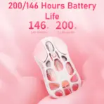 GravaStar Mercury M1 Pro Tri Mode Wireless Sakura Pink Gaming Mouse, PAW3395, 26000 DPI, 650 IPS, 200H Battery, 4K Polling Support, RGB, Magnesium Frame, 5 Programmable Buttons - Image 8