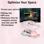 GravaStar Mercury M1 Pro Tri Mode Wireless Sakura Pink Gaming Mouse, PAW3395, 26000 DPI, 650 IPS, 200H Battery, 4K Polling Support, RGB, Magnesium Frame, 5 Programmable Buttons - Image 10