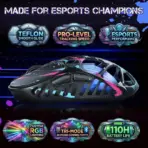GravaStar Mercury X Pro Neon Graffiti Tri Mode Wireless Gaming Mouse, PAW3950, 32000 DPI, 8K Polling, 49g Ultra Light,  RGB, Magnesium Skeleton, 5 Programmable Buttons, 110H Battery - Image 3