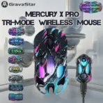 GravaStar Mercury X Pro Neon Graffiti Tri Mode Wireless Gaming Mouse, PAW3950, 32000 DPI, 8K Polling, 49g Ultra Light,  RGB, Magnesium Skeleton, 5 Programmable Buttons, 110H Battery