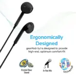 Promate GearPod-IS2 In-Ear Stereo Earphones With 14.2mm Dual Drivers, Noise Suppression, Built-In Mic, In-Line Remote, 3.5mm Jack, 115dB Sensitivity, Tangle-Free Cable - Image 3