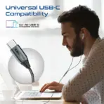 Promate Laxi-S USB-C High-Fidelity Stereo Earphones With 14mm Drivers, ENC Mic, Bluetrum A1007 Chipset, Aluminum Housing, Inline Control, 104dB, 32Ω, 1.2m Cable - Image 2