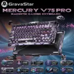 GravaStar Mercury V75 Pro Iron Purple Wired Magnetic Gaming Keyboard, 8KHz Polling, 0.125ms Latency, 256K Scan, 0.005mm Precision, Rapid Trigger, RGB, 75% Layout Hot Swap Aluminum Gateron Switch