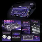 GravaStar Mercury V75 Pro Iron Purple Wired Magnetic Gaming Keyboard, 8KHz Polling, 0.125ms Latency, 256K Scan, 0.005mm Precision, Rapid Trigger, RGB, 75% Layout Hot Swap Aluminum Gateron Switch - Image 3