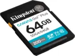 Kingston 64GB Canvas Go Plus SD Card 200MB/s UHS-I U3 V30 Class 10 High-Speed 4K Ultra HD Recording Lightweight Rugged Design For DSLR Cameras SDG4/64GB