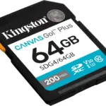 Kingston 64GB Canvas Go Plus SD Card 200MB/s UHS-I U3 V30 Class 10 High-Speed 4K Ultra HD Recording Lightweight Rugged Design For DSLR Cameras SDG4/64GB