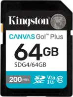 Kingston 64GB Canvas Go Plus SD Card 200MB/s UHS-I U3 V30 Class 10 High-Speed 4K Ultra HD Recording Lightweight Rugged Design For DSLR Cameras SDG4/64GB - Image 3