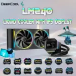 DeepCool LM240 240mm Liquid CPU Cooler with 2.4 Inch IPS Display, ARGB PWM Fans, 6th Gen Pump Anti Leak, Intel LGA1700 AM5 AM4, Real-Time Monitoring | BLACK 