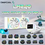 DeepCool LM240 240mm Liquid CPU Cooler with 2.4 Inch IPS Display, ARGB PWM Fans, 6th Gen Pump Anti Leak, Intel LGA1700 AM5 AM4, Real-Time Monitoring | WHITE