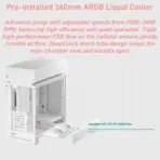 DeepCool CL6600 WH ATX Case With Preinstalled 360mm Liquid Cooler & Dual ARGB Fans, Split Chamber Design, 413mm GPU Support, FDB Fans, High Airflow Tempered Glass | WOOD/WHITE - Image 6