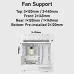 DeepCool CL6600 WH ATX Case With Preinstalled 360mm Liquid Cooler & Dual ARGB Fans, Split Chamber Design, 413mm GPU Support, FDB Fans, High Airflow Tempered Glass | WOOD/WHITE - Image 7