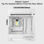 DeepCool CL6600 WH ATX Case With Preinstalled 360mm Liquid Cooler & Dual ARGB Fans, Split Chamber Design, 413mm GPU Support, FDB Fans, High Airflow Tempered Glass | WOOD/WHITE - Image 8
