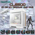 DeepCool CL6600 WH ATX Case With Preinstalled 360mm Liquid Cooler & Dual ARGB Fans, Split Chamber Design, 413mm GPU Support, FDB Fans, High Airflow Tempered Glass | WOOD/WHITE