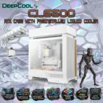 DeepCool CL6600 WH ATX Case With Preinstalled 360mm Liquid Cooler & Dual ARGB Fans, Split Chamber Design, 413mm GPU Support, FDB Fans, High Airflow Tempered Glass | WOOD/WHITE