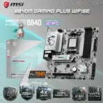 MSI B840M Gaming Plus WiFi6E AM5 mATX Motherboard, DDR5 8000+ OC PCIe 4.0 Dual M.2 2.5G LAN WiFi 6E USB 10Gbps AI Cooling 7+2+1 Power, Supports AMD Ryzen™ 9000  8000 7000 Series 