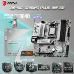 MSI B840M Gaming Plus WiFi6E AM5 mATX Motherboard, DDR5 8000+ OC PCIe 4.0 Dual M.2 2.5G LAN WiFi 6E USB 10Gbps AI Cooling 7+2+1 Power, Supports AMD Ryzen™ 9000  8000 7000 Series 