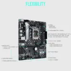 ASUS Prime H610M-A D4 mic-ATX DDR4 Motherboard, LGA1700, 2 x DIMM up to 64GB, PCIe 4.0, Dual M.2, USB 3.2 Gen2, HDMI DP D-Sub, Intel 1Gb LAN, Aura Sync, for Intel® Core 14th  13th  12th Gen - Image 3