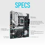 ASUS B760M-AYW PRO WIFI DDR5 mATX Motherboard, LGA1700, PCIe 4.0, Dual M.2, WiFi 6, 2.5Gb LAN, USB 10Gbps, Type-C, Aura Sync, AI Ready For Intel® Core™ 14th & 13th 12th Gen - Image 3
