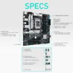 ASUS PRIME B760M-A Micro-ATX DDR5 Motherboard, LGA1700, 4 x DDR5 DIMM, PCIe 4.0, Dual M.2, 2.5Gb LAN, Dual HDMI + DP,  USB 3.2 Gen2 Type-C Aura Sync, or Intel® Core™ 13th , 12th , 14th Gen - Image 3