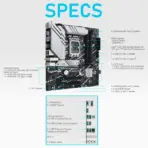 ASUS PRIME B760M-A WIFI DDR5 mATX Motherboard, LGA1700, PCIe 4.0, Dual M.2, Wi-Fi 6 & Bluetooth 5.2, 2.5Gb LAN, USB 3.2 Gen2, Type-C, Aura Sync, for Intel® Core 14th/13th/12th Gen - Image 3