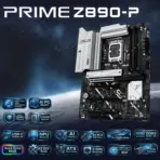 ASUS PRIME Z890-P LGA1851 ATX Motherboard With PCIe 5.0, DDR5 8666+ OC, USB-C 20Gbps DP, 14+1+2+1 80A VRM, Quad M.2, 2.5Gb LAN, NPU Boost, Aura Sync RGB, For Intel® Core Ultra Processors (Series 2) - Image 2