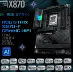 ASUS ROG STRIX X870-F Gaming WiFi AM5 ATX Motherboard, DDR5 8000+ MT/s (OC), PCIe 5.0, Dual USB4, WiFi 7, 2.5G LAN, 4x M.2, AI Overclocking, SupremeFX, Aura Sync, For Ryzen™ 9000 / 8000 / 7000 Series - Image 2