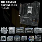 ASUS TUF GAMING A620M-PLUS AM5 Micro-ATX Motherboard, DDR5 7600+, PCIe 4.0 Dual M.2, 2.5Gb LAN, BIOS FlashBack, AI Noise Cancelation, RGB, For Ryzen™ 9000 / 8000 / 7000 Series - Image 2