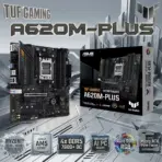ASUS TUF GAMING A620M-PLUS AM5 Micro-ATX Motherboard, DDR5 7600+, PCIe 4.0 Dual M.2, 2.5Gb LAN, BIOS FlashBack, AI Noise Cancelation, RGB, For Ryzen™ 9000 / 8000 / 7000 Series