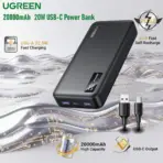 UGREEN 20000mAh 20W USB-C Power Bank With Dual USB-C And USB-A Ports, PD 3.0 Fast Charging, LED Display And High-Speed Recharge For Laptops And Phones