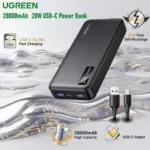 UGREEN 20000mAh 20W USB-C Power Bank With Dual USB-C And USB-A Ports, PD 3.0 Fast Charging, LED Display And High-Speed Recharge For Laptops And Phones