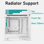 DeepCool CL660 WH Split Dual-Chamber  ATX Panoramic Case, 2 Build-in ARGB Reverse Fans, 360mm Radiator Support, 388mm GPU Clearance, 175mm Cooler, Front PSU, USB-C, High Airflow | WHITE - Image 8