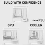 DeepCool CL660 WH Split Dual-Chamber  ATX Panoramic Case, 2 Build-in ARGB Reverse Fans, 360mm Radiator Support, 388mm GPU Clearance, 175mm Cooler, Front PSU, USB-C, High Airflow | WHITE - Image 9
