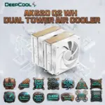 DeepCool AK620 G2 WH CPU Air Cooler, Dual Tower, 6 Heatpipes, 2000RPM, 2 PWM Fans, 57.76CFM, 0-RPM Silent Mode, CTT 2.0, Wood Grain Design, LGA1851 AM5 | WHITE