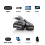 Mini HDMI To HDMI 5M Cable BVL1905 High Definition Audio Video Transmission 1080p Support Durable Shielded Build For Cameras Tablets Camcorders TVs Monitors Projectors - Image 2