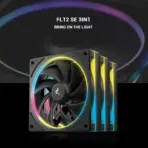 DeepCool FL12 SE 3IN1 120mm PWM ARGB Fan Kit, 3 Pack, 20 Addressable LEDs, Hydro Bearing, 400-1900 RPM, 50.74 CFM, Low Noise 28.67 dB, High Airflow Cooling | BLACK - Image 2