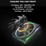 DeepCool FL12 SE 3IN1 120mm PWM ARGB Fan Kit, 3 Pack, 20 Addressable LEDs, Hydro Bearing, 400-1900 RPM, 50.74 CFM, Low Noise 28.67 dB, High Airflow Cooling | BLACK - Image 4