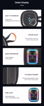 KISONLI Q25 Wireless Bluetooth RGB Speaker , 12 Watt Output , TF Card Playback , Dual Diaphragm Strong Deep Bass , IPX5 Waterproof , TWS 1 + 1 , AUX and Bluetooth Connectivity | RED  - Image 11