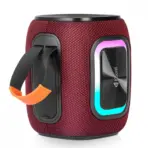 KISONLI Q25 Wireless Bluetooth RGB Speaker , 12 Watt Output , TF Card Playback , Dual Diaphragm Strong Deep Bass , IPX5 Waterproof , TWS 1 + 1 , AUX and Bluetooth Connectivity | RED 