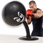 Desktop Punching Bag With Suction Cup Stable Base, PU Boxing Ball, Durable Spring Reflex Trainer, Stress Relief Toy, 40cm Height, Heavy Duty Base Office Desk Speed Ball | BLACK 