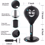 Desktop Punching Bag With Suction Cup Stable Base, PU Boxing Ball, Durable Spring Reflex Trainer, Stress Relief Toy, 40cm Height, Heavy Duty Base Office Desk Speed Ball | BLACK  - Image 3