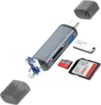 6 In 1 SD Card Reader USB Type-C / Lightning / USB-A OTG Adapter | 5Gbps Transfer | SD MicroSD USB Hub | Multi-Device Compatibility For PC Laptop Smartphone Tablet Camera