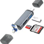 6 In 1 SD Card Reader USB Type-C / Lightning / USB-A OTG Adapter | 5Gbps Transfer | SD MicroSD USB Hub | Multi-Device Compatibility For PC Laptop Smartphone Tablet Camera
