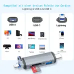 6 In 1 SD Card Reader USB Type-C / Lightning / USB-A OTG Adapter | 5Gbps Transfer | SD MicroSD USB Hub | Multi-Device Compatibility For PC Laptop Smartphone Tablet Camera - Image 4
