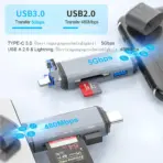6 In 1 SD Card Reader USB Type-C / Lightning / USB-A OTG Adapter | 5Gbps Transfer | SD MicroSD USB Hub | Multi-Device Compatibility For PC Laptop Smartphone Tablet Camera - Image 5