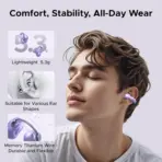 UGREEN HiTune S3 Open Ear Bluetooth 5.4 Earbuds 30H Playtime IPX5 Waterproof Clip-On Headphones, 12mm Drivers, ENC Mic, Low Latency Game Mode | Purple - Image 2
