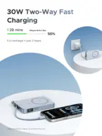 UGREEN MagFlow 10000mAh Magnetic Power Bank, Qi2 25W Wireless Charging, 30W USB-C Built-In Cable, 17 Magnet Snap for MagSafe , Fast Charge for iPhone 12-17 Compatible | BLUE  - Image 3