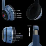 Kisonli A-8 Bluetooth Wireless Gaming Headset with RGB Lighting, 40mm Drivers, BT 5.0, 400mAh Battery, 6-8H Playtime, 110dB Sound, 32Ω Stereo Headphones, USB-C / Bluetooth/ AUX | BLUE - Image 3